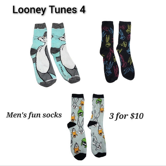 Men's fun socks - 3 for$10 - Looney Tunes 4 - Picture 1 of 5